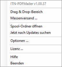 Kontextmenü im Infobereich